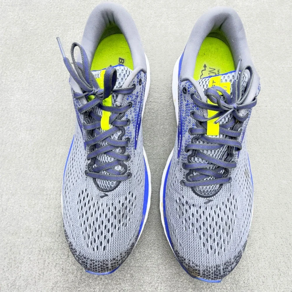 Brooks Ghost 11 Mens Running Shoes Size 12D Grey Blue Mesh Uppers 1102881D006